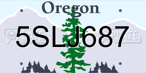 5SLJ687 Oregon License Plate