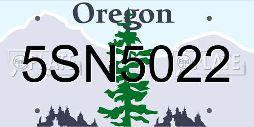 5SN5022 Oregon License Plate