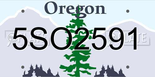 5SO2591 Oregon License Plate