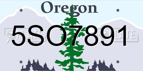 5SO7891 Oregon License Plate