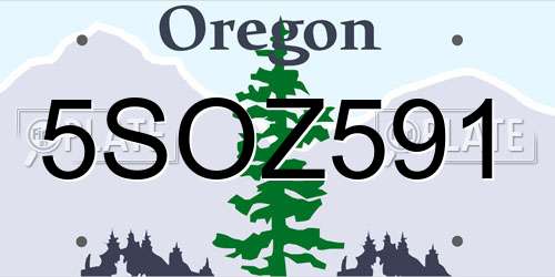 5SOZ591 Oregon License Plate