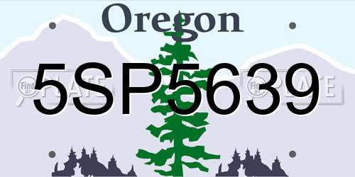 5SP5639 Oregon License Plate