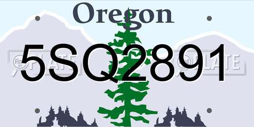 5SQ2891 Oregon License Plate
