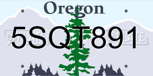 5SQT891 Oregon License Plate