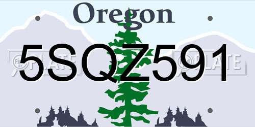 5SQZ591 Oregon License Plate