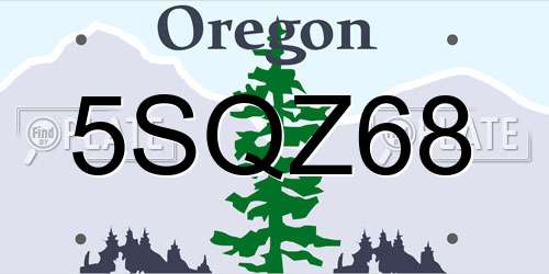 5SQZ68 Oregon License Plate