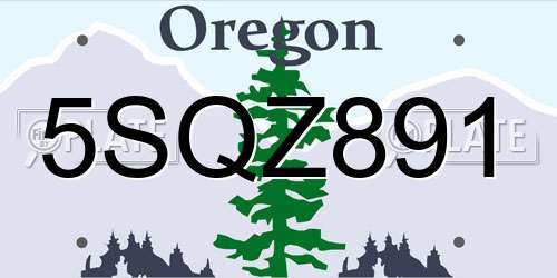 5SQZ891 Oregon License Plate