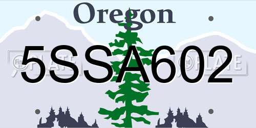 5SSA602 Oregon License Plate