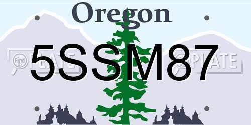 5SSM87 Oregon License Plate