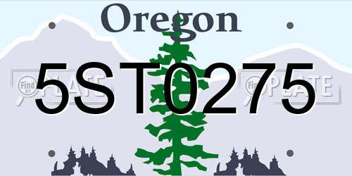 5ST0275 Oregon License Plate