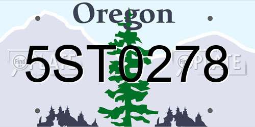 5ST0278 Oregon License Plate