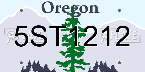 5ST1212 Oregon License Plate