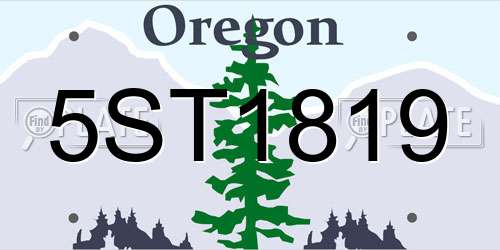 5ST1819 Oregon License Plate