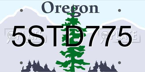 5STD775 Oregon License Plate
