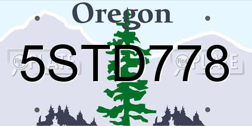 5STD778 Oregon License Plate