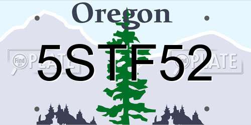 5STF52 Oregon License Plate