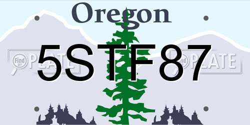 5STF87 Oregon License Plate