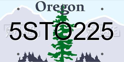 5STO225 Oregon License Plate