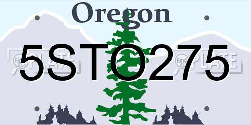 5STO275 Oregon License Plate