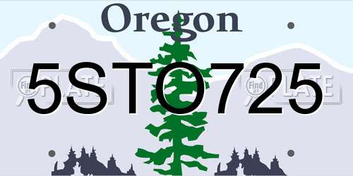 5STO725 Oregon License Plate