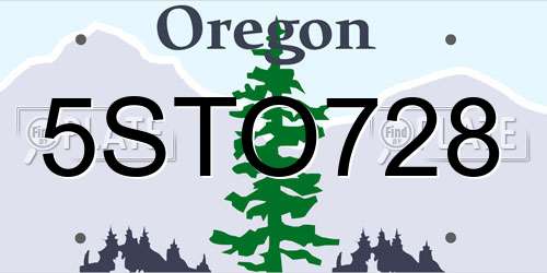 5STO728 Oregon License Plate