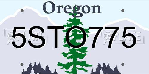 5STO775 Oregon License Plate