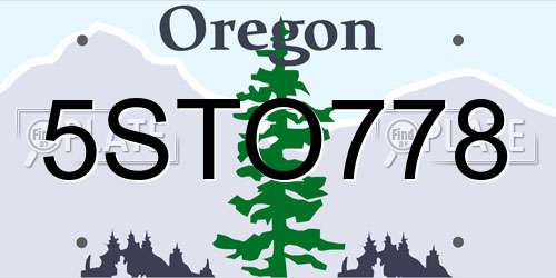 5STO778 Oregon License Plate