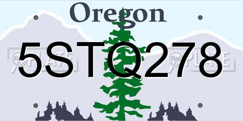 5STQ278 Oregon License Plate