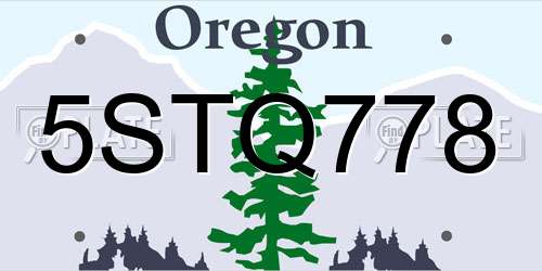 5STQ778 Oregon License Plate