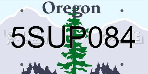 5SUP084 Oregon License Plate