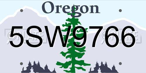 5SW9766 Oregon License Plate