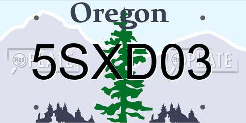 5SXD03 Oregon License Plate