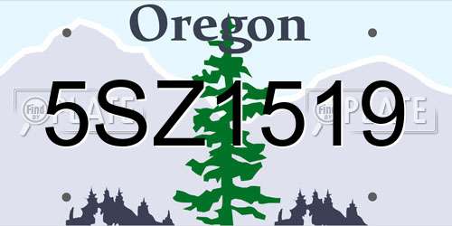 5SZ1519 Oregon License Plate
