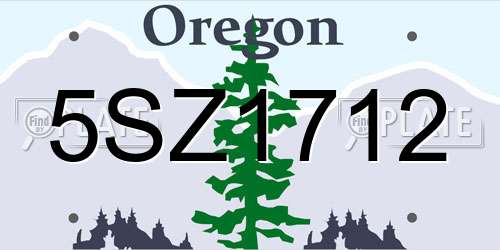 5SZ1712 Oregon License Plate