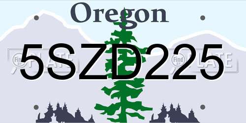 5SZD225 Oregon License Plate