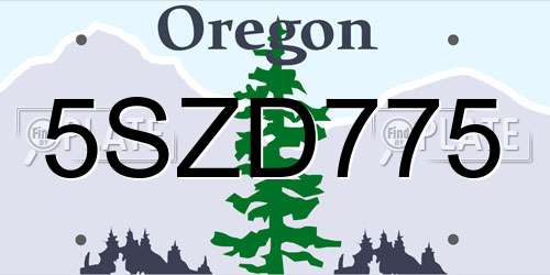 5SZD775 Oregon License Plate