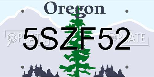 5SZF52 Oregon License Plate