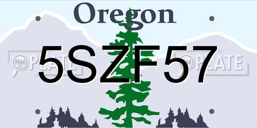 5SZF57 Oregon License Plate