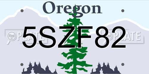 5SZF82 Oregon License Plate
