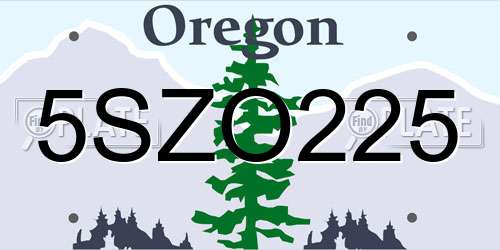 5SZO225 Oregon License Plate