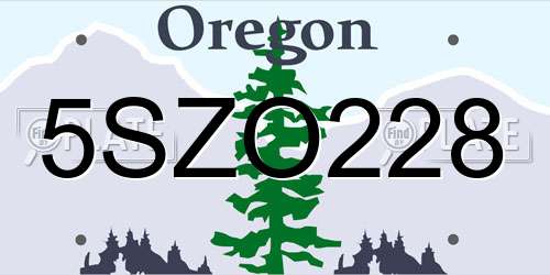 5SZO228 Oregon License Plate