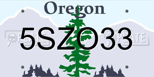 5SZO33 Oregon License Plate
