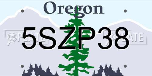 5SZP38 Oregon License Plate