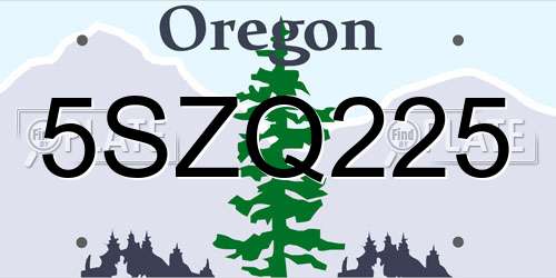 5SZQ225 Oregon License Plate