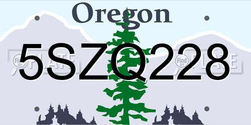 5SZQ228 Oregon License Plate