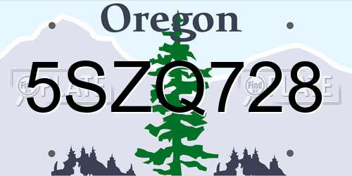5SZQ728 Oregon License Plate
