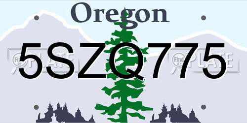 5SZQ775 Oregon License Plate