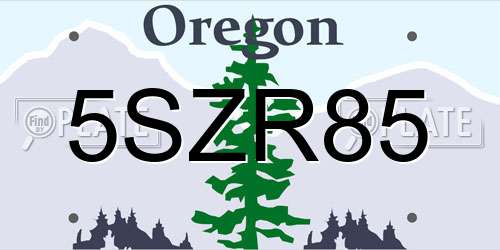 5SZR85 Oregon License Plate