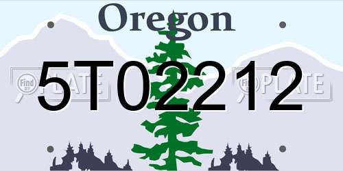 5T02212 Oregon License Plate