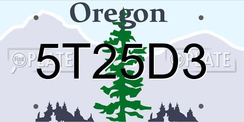 5T25D3 Oregon License Plate